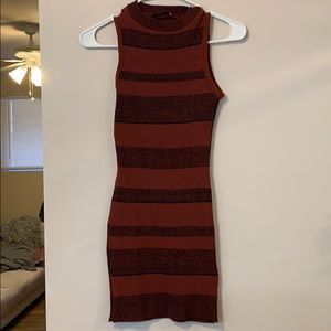 Rust Mock Neck knit mini dress